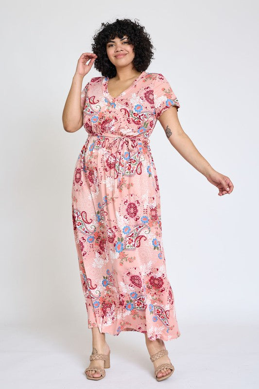 Stilla | Floral Surplice Bodice Sash Maxi Kjole