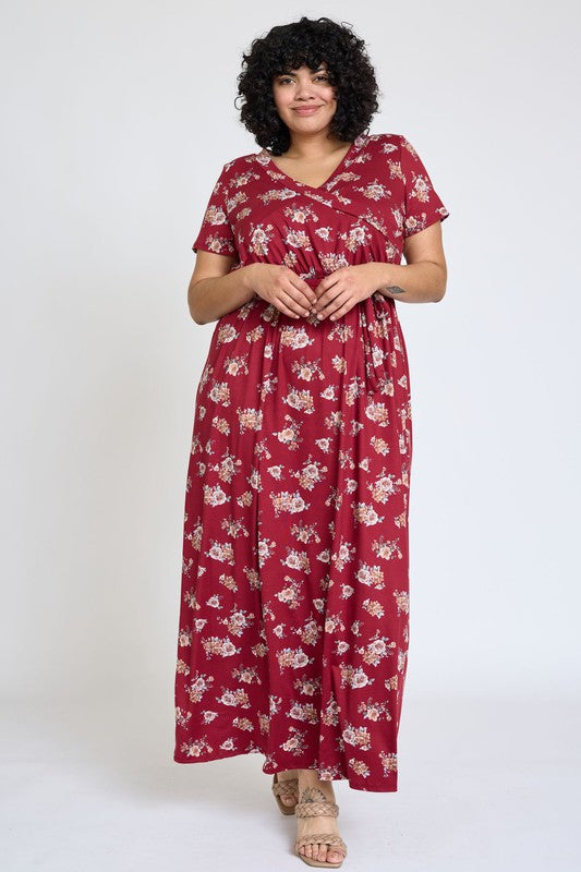 Stilla | Floral Surplice Bodice Sash Maxi Kjole
