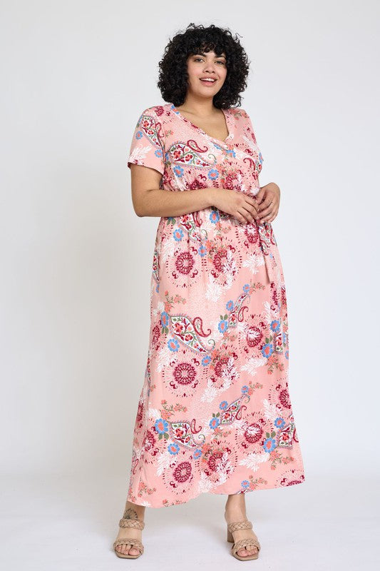 Stilla | Floral Surplice Bodice Sash Maxi Kjole