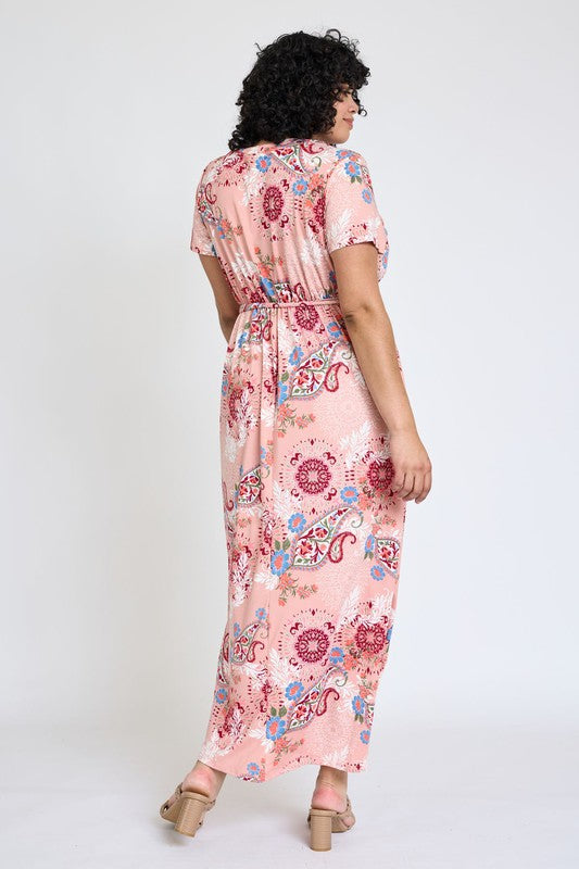 Stilla | Floral Surplice Bodice Sash Maxi Kjole