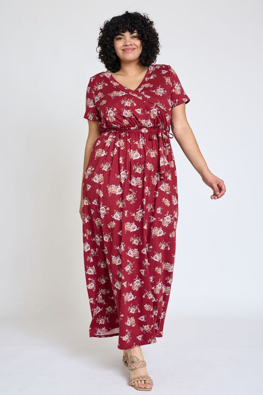 Stilla | Floral Surplice Bodice Sash Maxi Kjole