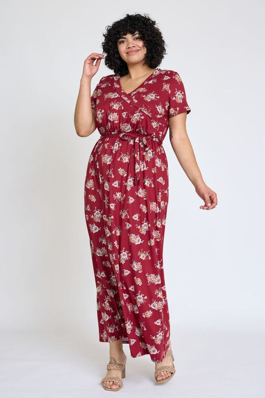 Stilla | Floral Surplice Bodice Sash Maxi Kjole