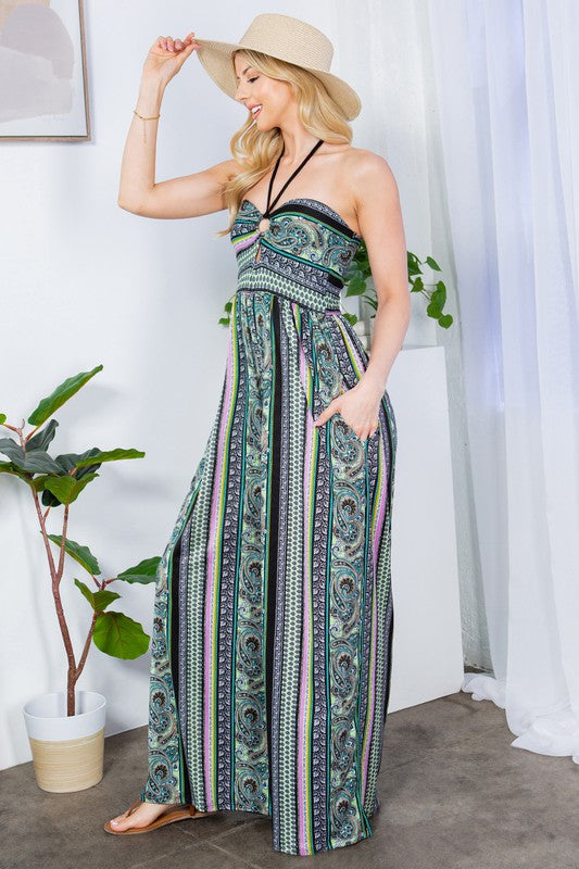 Stilla | Uden Bred Ben Halterneck Jumpsuit Med Lommer