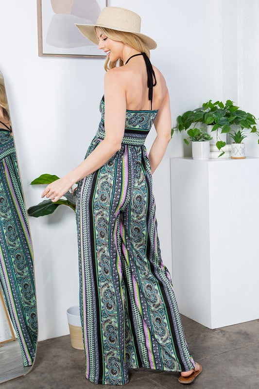 Stilla | Uden Bred Ben Halterneck Jumpsuit Med Lommer