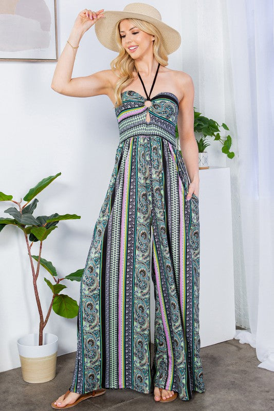 Stilla | Uden Bred Ben Halterneck Jumpsuit Med Lommer