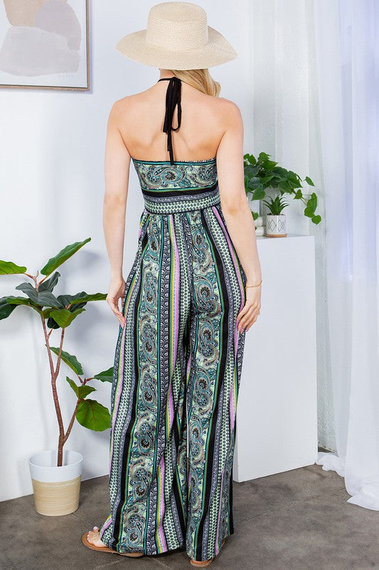 Stilla | Uden Bred Ben Halterneck Jumpsuit Med Lommer