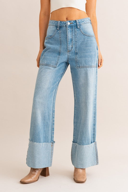 Stilla | Talje Bred Ben Cuffed Jeans