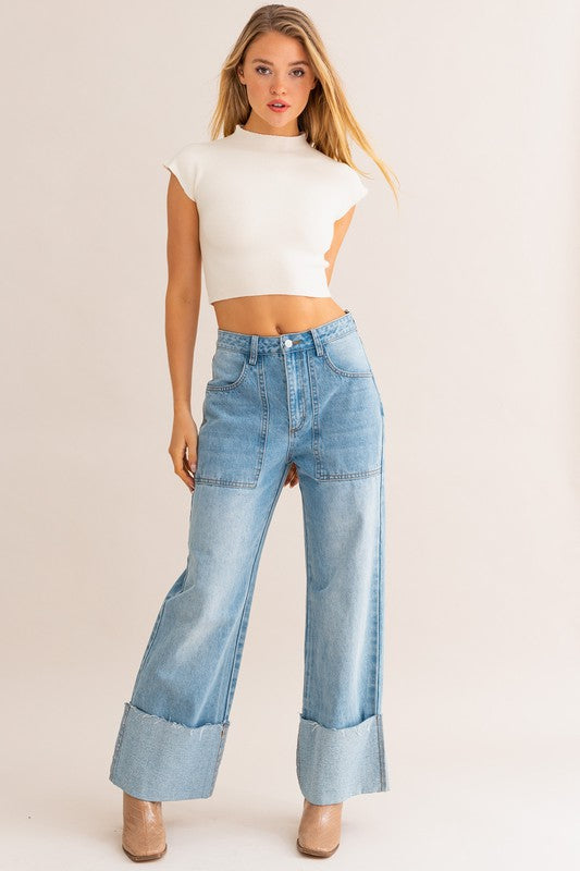 Stilla | Talje Bred Ben Cuffed Jeans