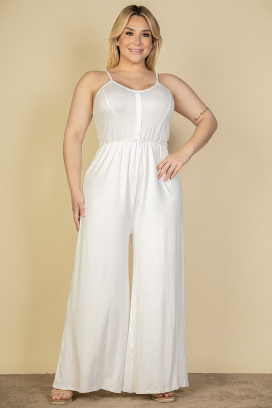 Stilla | Størrelse Knap Front Bred Ben Jumpsuit