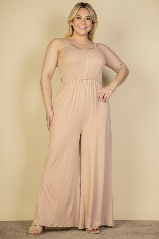 Stilla | Størrelse Knap Front Bred Ben Jumpsuit