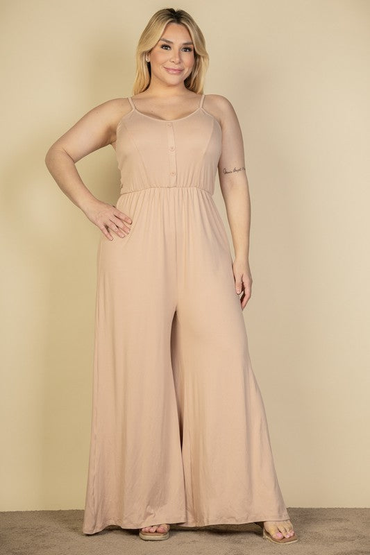 Stilla | Størrelse Knap Front Bred Ben Jumpsuit