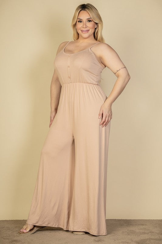 Stilla | Størrelse Knap Front Bred Ben Jumpsuit
