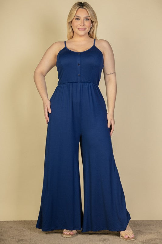Stilla | Størrelse Knap Front Bred Ben Jumpsuit