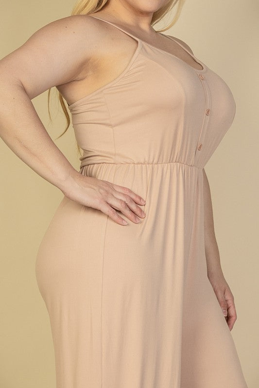 Stilla | Størrelse Knap Front Bred Ben Jumpsuit