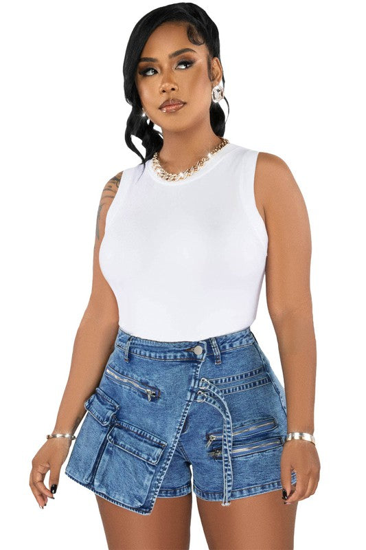 Stilla | Fashion Cargo Style Denim Shorts