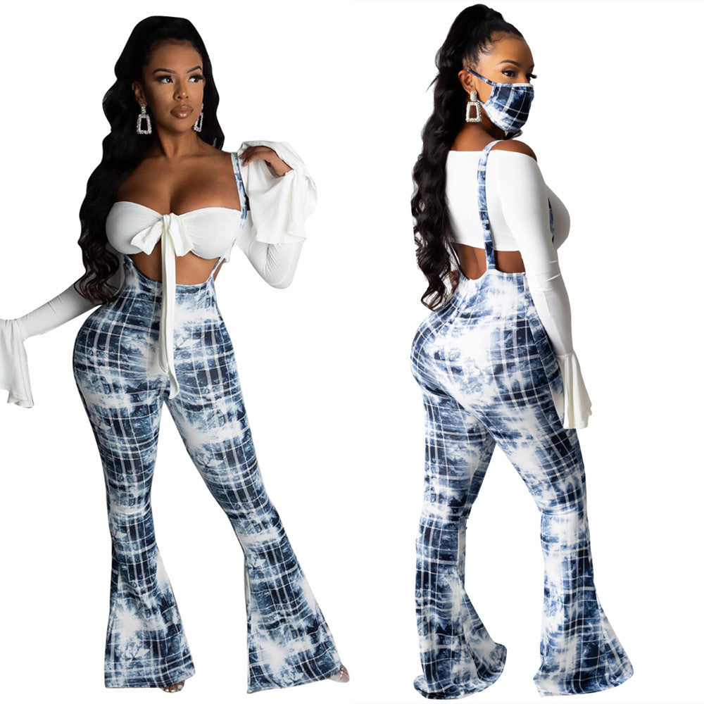 Dame Flared Jumpsuit med detaljerede ærmer og trendy cut-out Stilla