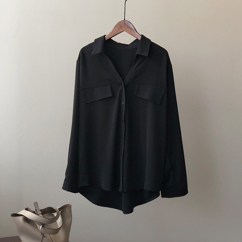 Dame elegant bluse med struktureret snit og praktiske brystlommer Stilla