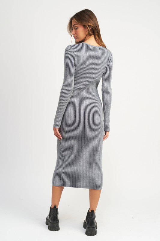 Stilla | Neck Midi Dress W/ Two-way Zipper