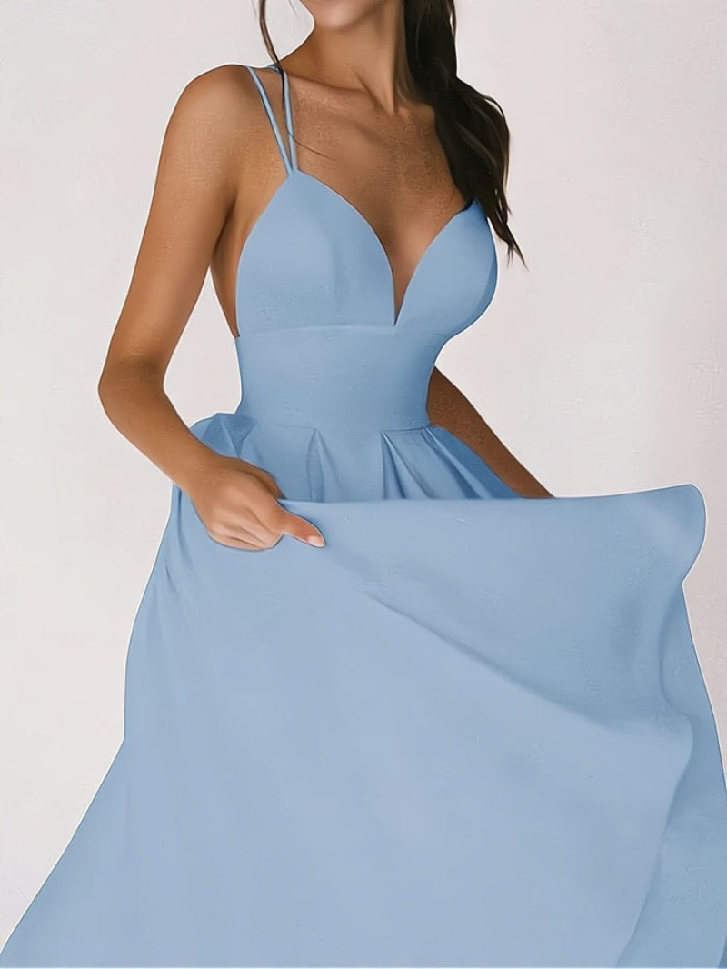 Stilla | Elegant Cinched Waist V-Hals Bryllupsgæst Kjole