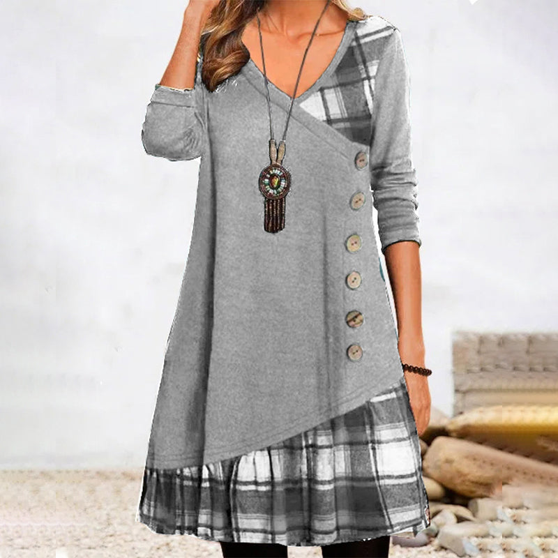 Stilla | Checked Dress with Long Sleeves