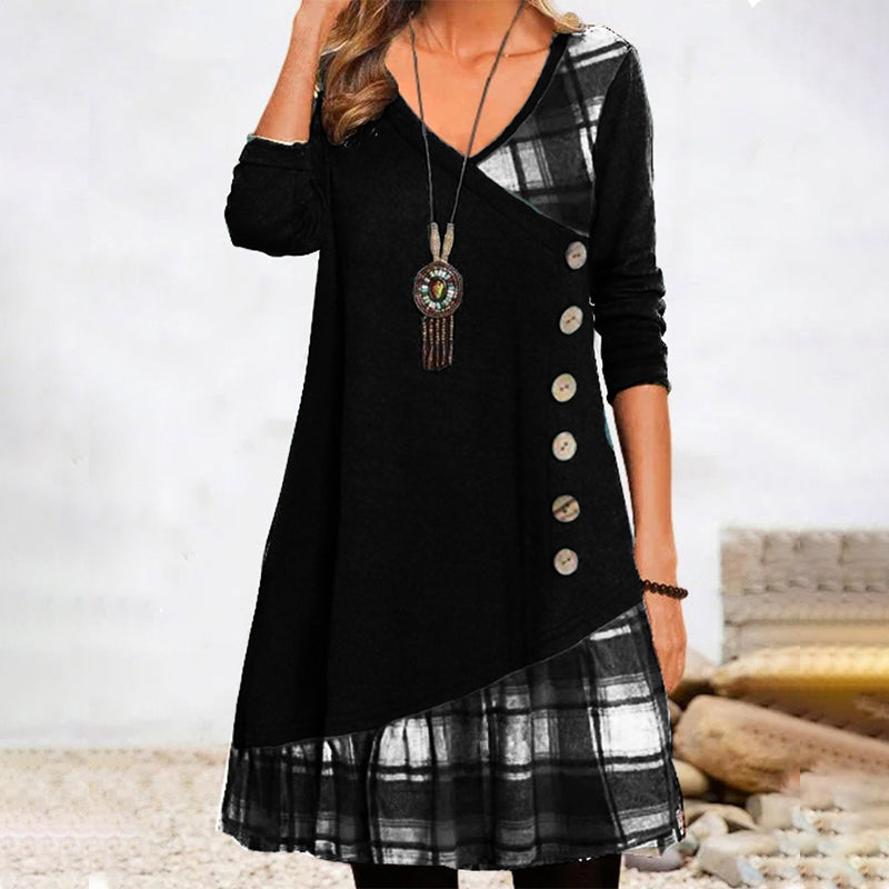 Stilla | Checked Dress with Long Sleeves