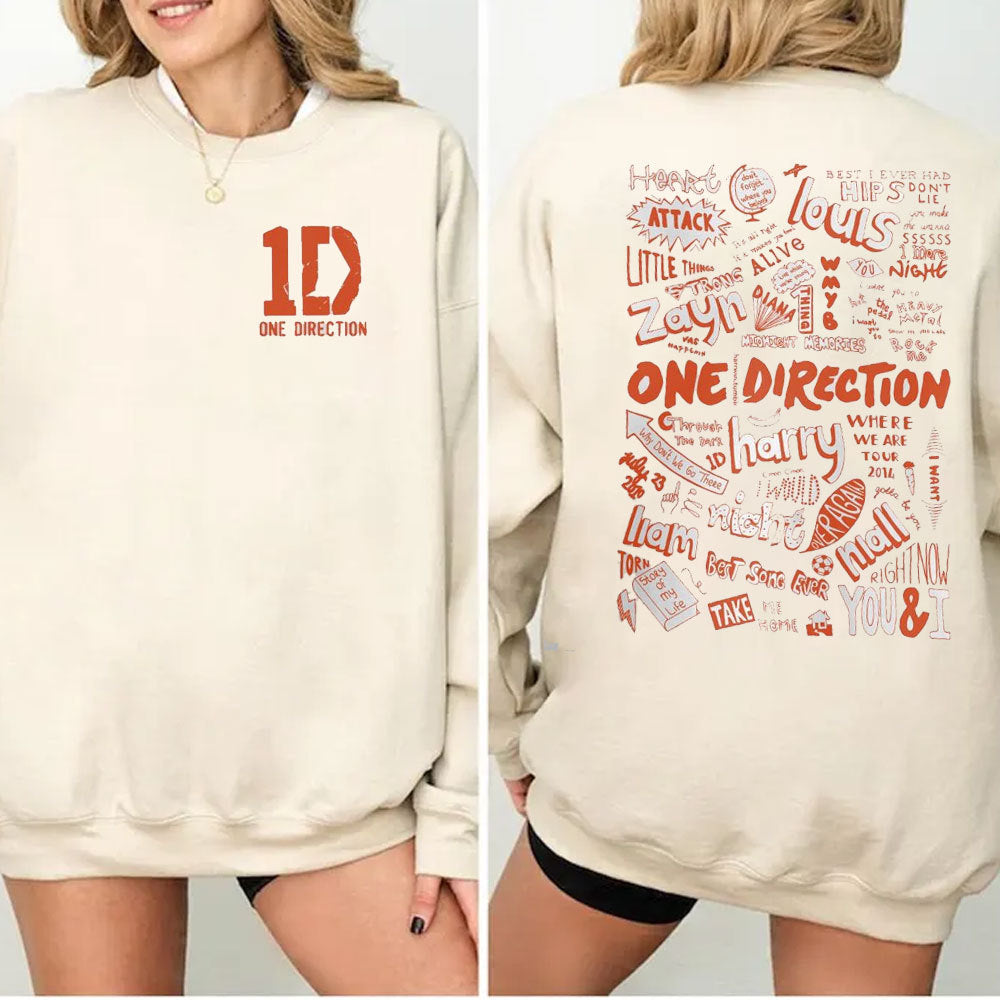 Stilla | One Direction Crewneck Hættetrøje Alle Albummer