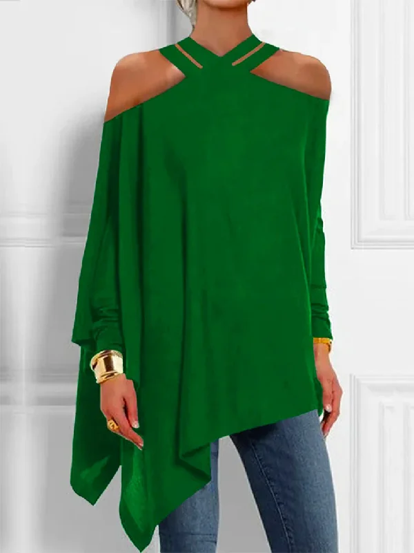 Stilla | Bluser og Asymmetriske T-shirts i Ensfarvet Med Skulderfri Toppe