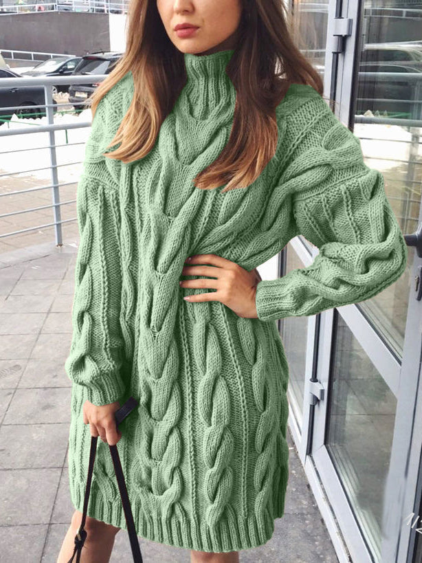 Stilla | Kabelstrik Turtleneck Knælængde Trøje