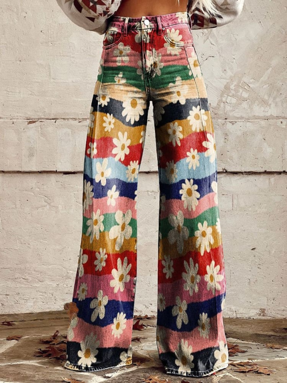 Stilla | Retro Floral Baggy Bukser