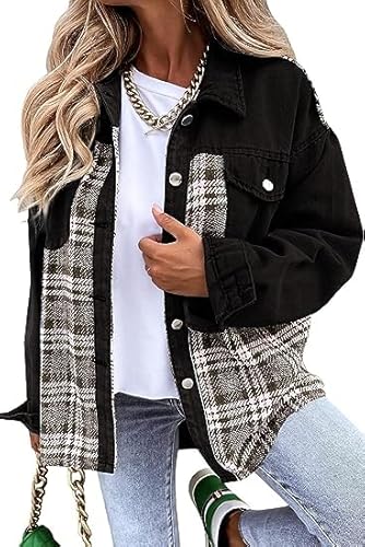 Stilla | Plaid Cotton Jacket Til Kvinder Boyfriend Overstørrelse Fit