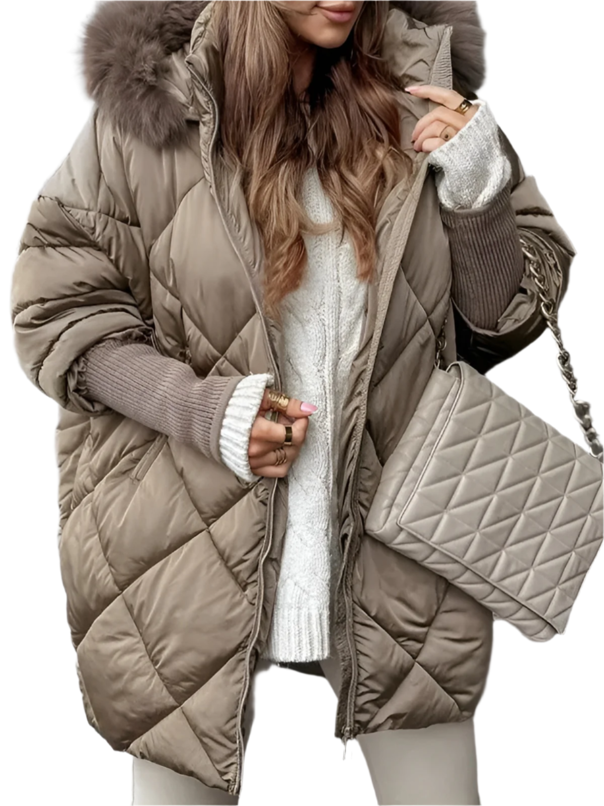 Stilla | Diamantmønstret Vinter Hoodie Sæt til Kvinder