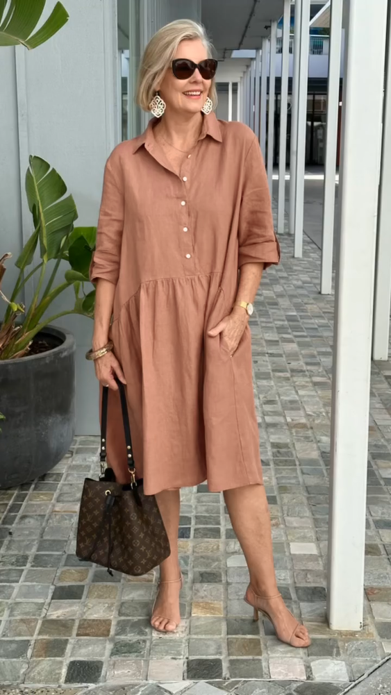 Stilla | Nyt Fashionabelt Linned- og Bomuldskjole til Damer
