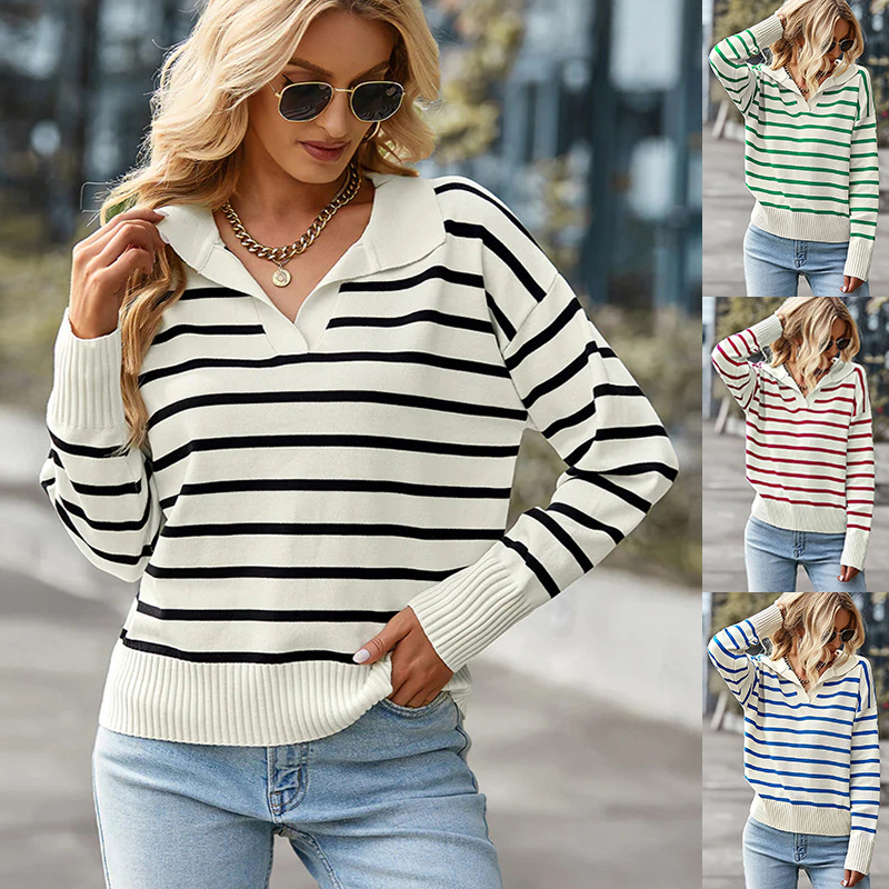 Stilla | Casual Stribet Bluse Med Bred Udsparing