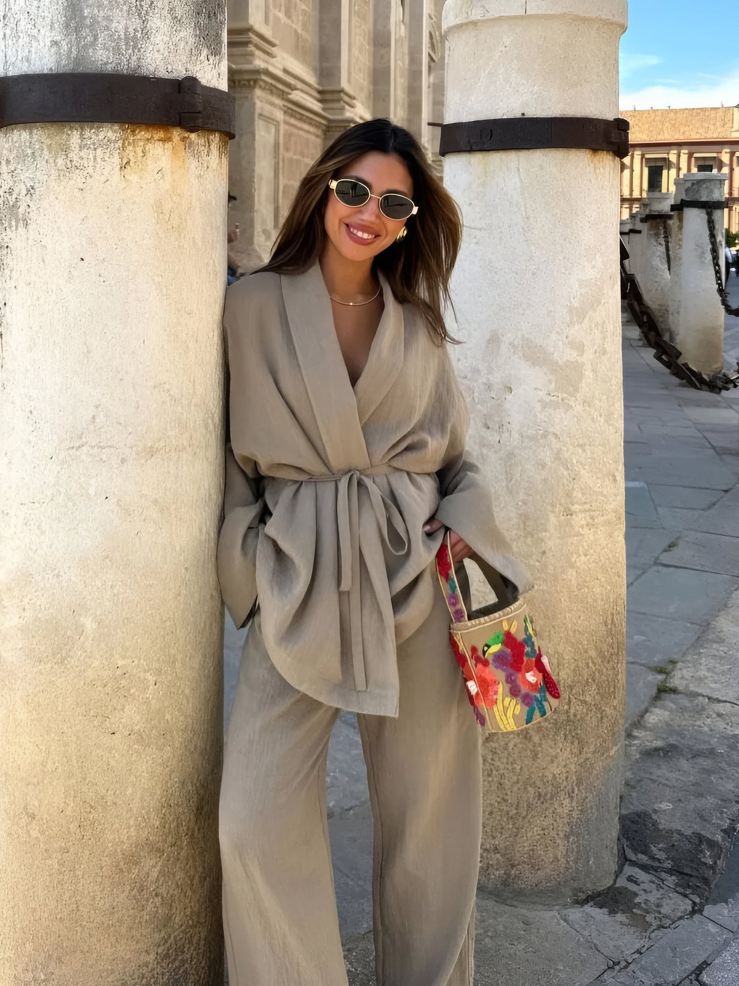 Stilla | Let Linned Kimono Sæt