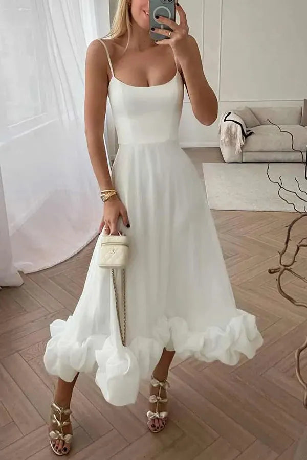 Stilla | Girl Flounce Bustier Banket Fest Midi Kjole