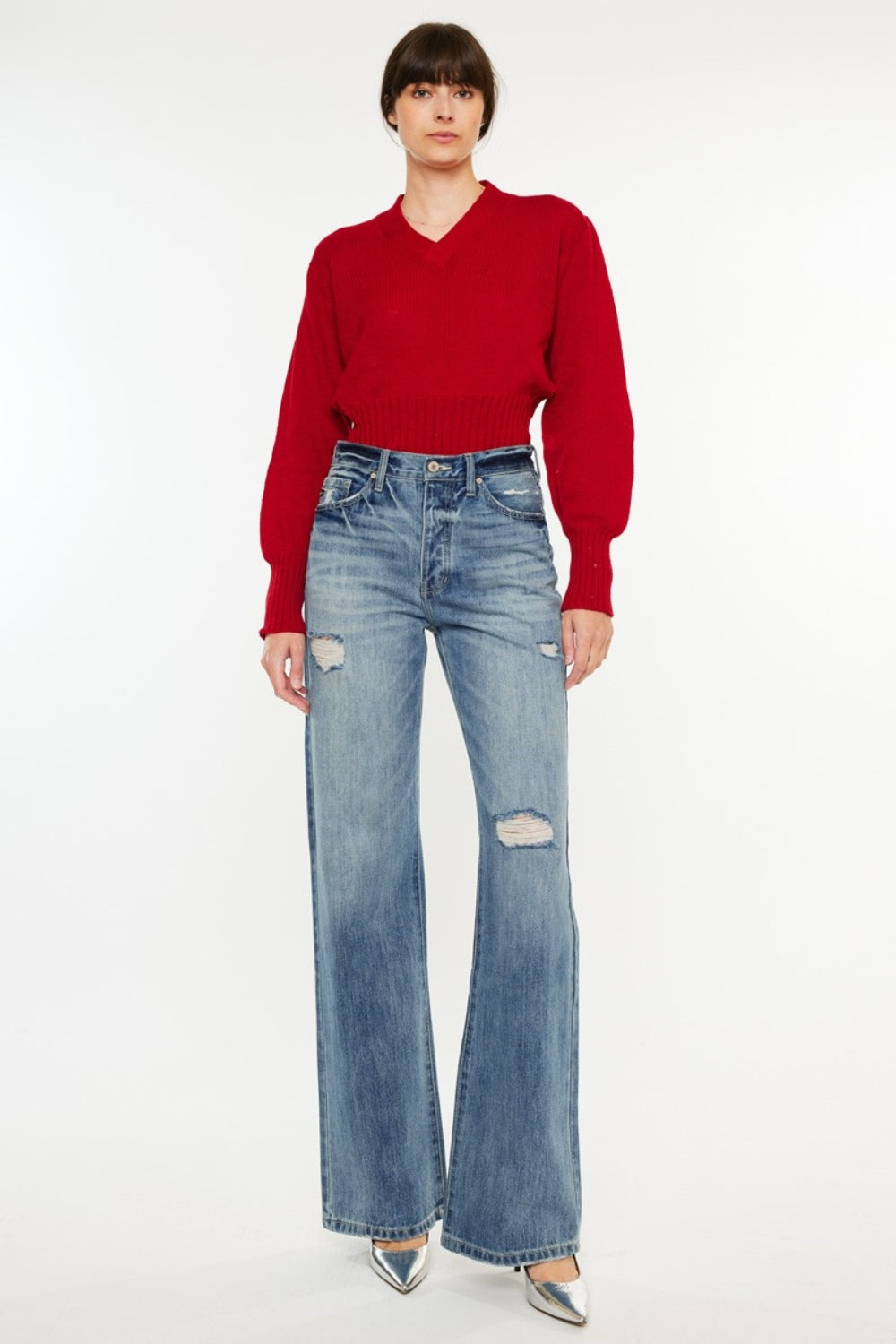 Stilla | Distressed Høj Talje Bootcut Jeans