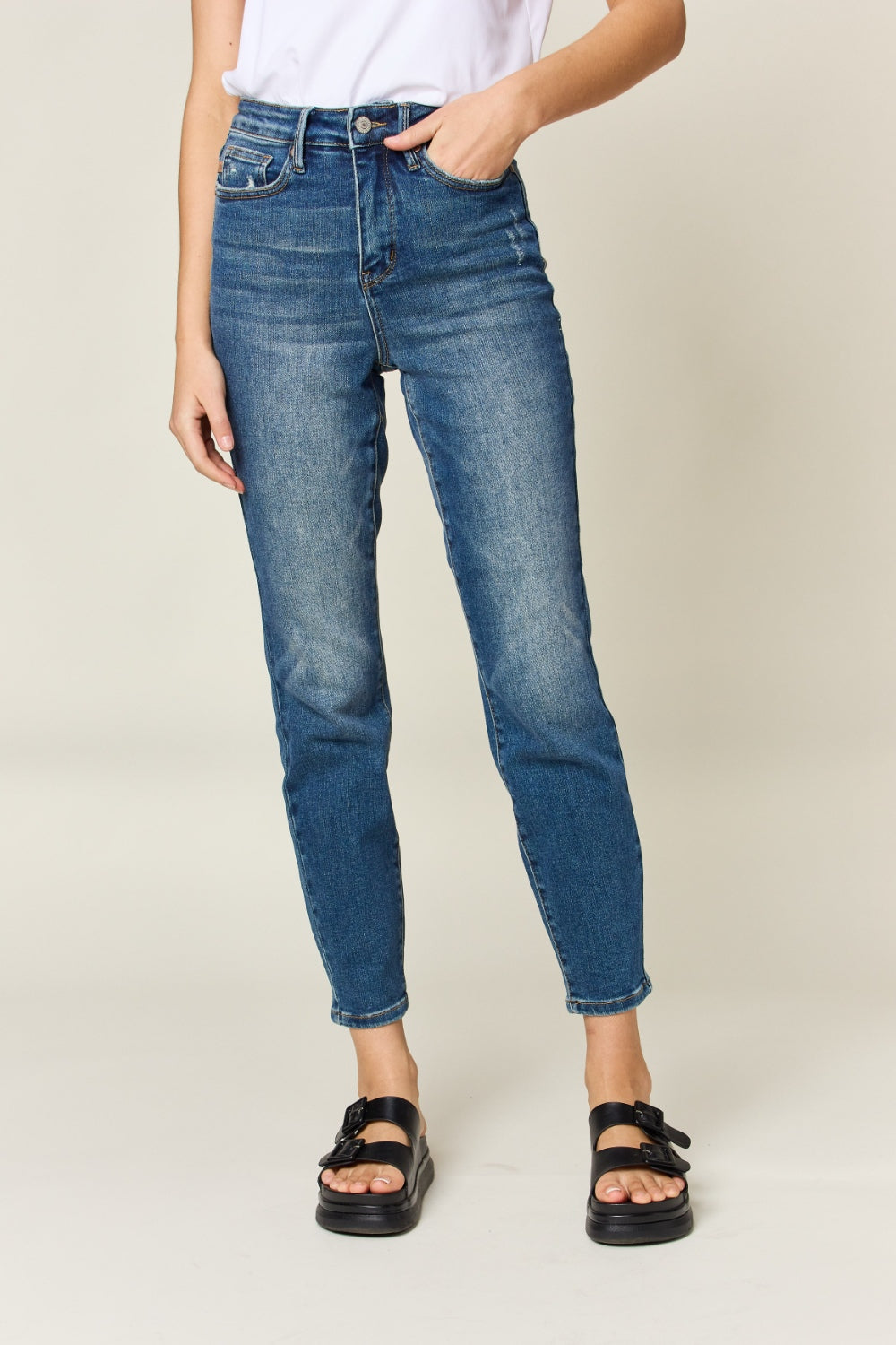 Stilla | Blå Fuldt Størrelse Mavekontrol Høj Talje Slank Jeans