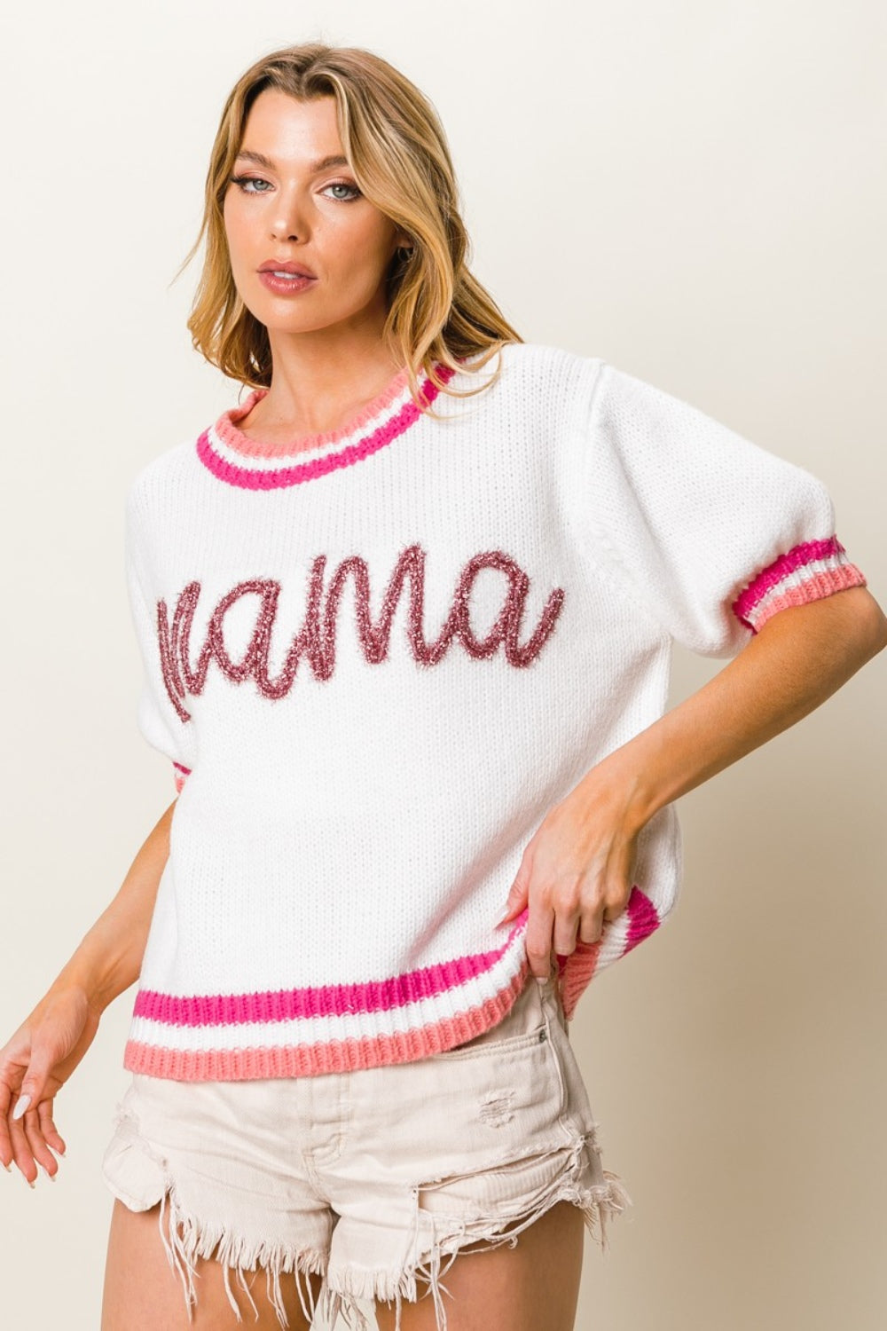 Stilla | Mama Kontrast Trim Kortærmet Sweater