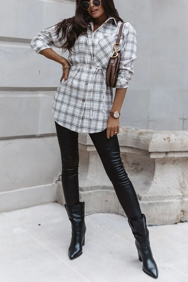 Stilla | Grab My Hand Plaid Button up Bælte Skjorte