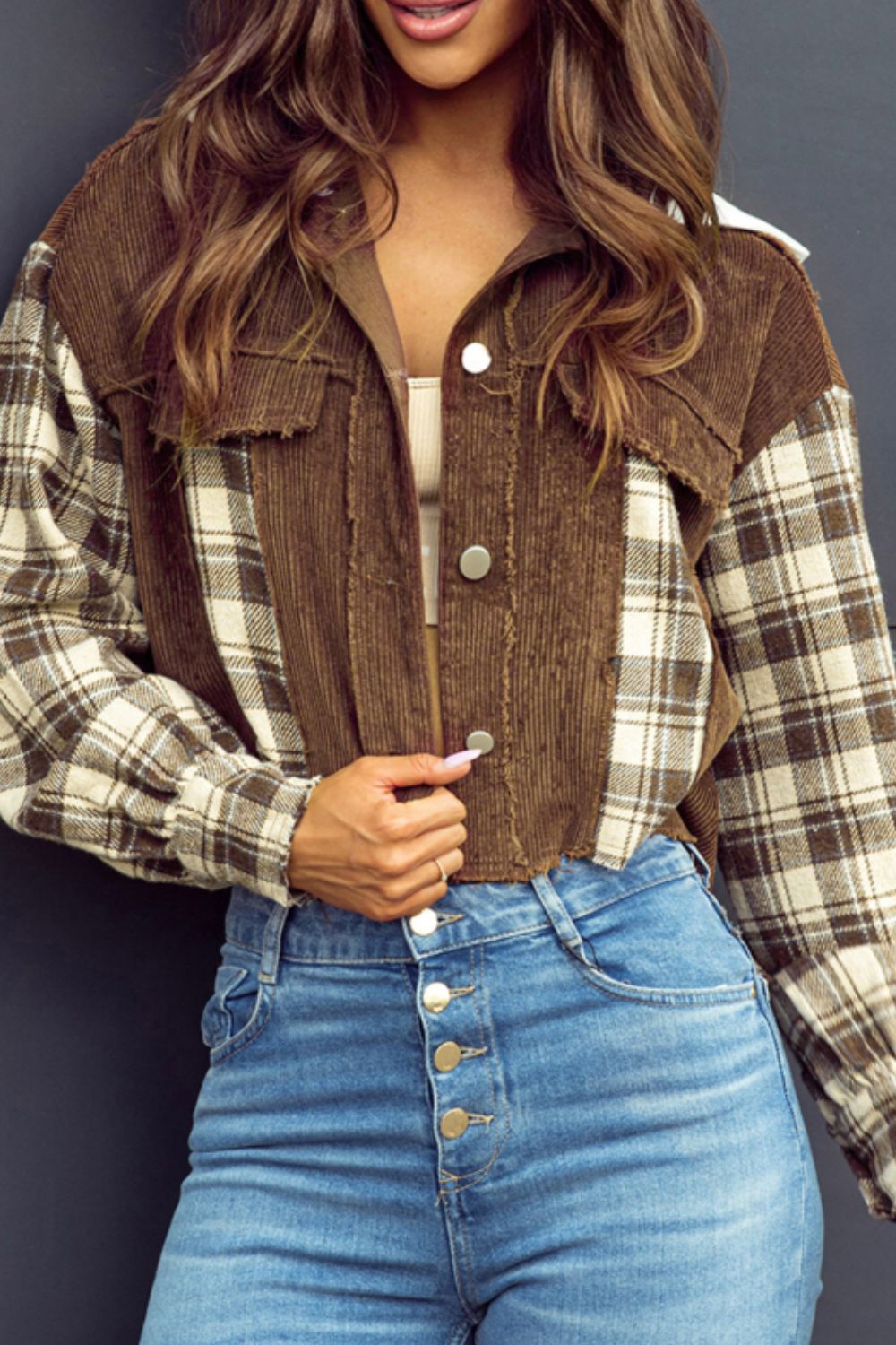 Stilla | Hem Plaid Cropped Hættetrøje