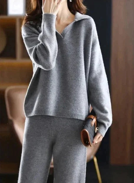 Stilla | Piece Kvinders Overstørrelse Tracksuit Sæt, Sweatshirt Med Polo Skjorte Og Bukser