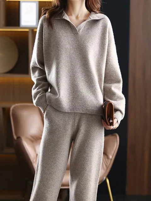 Stilla | Piece Kvinders Overstørrelse Tracksuit Sæt, Sweatshirt Med Polo Skjorte Og Bukser
