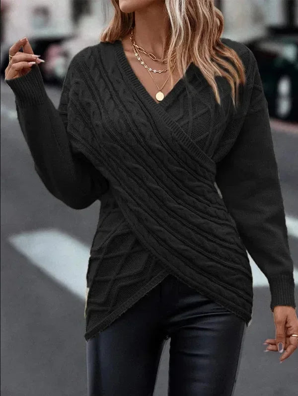 Stilla | Fashionable Cross Irregular Slim Sweater for Women