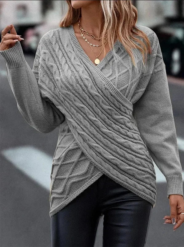 Stilla | Fashionable Cross Irregular Slim Sweater for Women