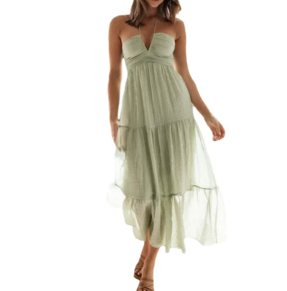 Stilla | Boho Sommerkjole I Silke Gazebo Med Stropper