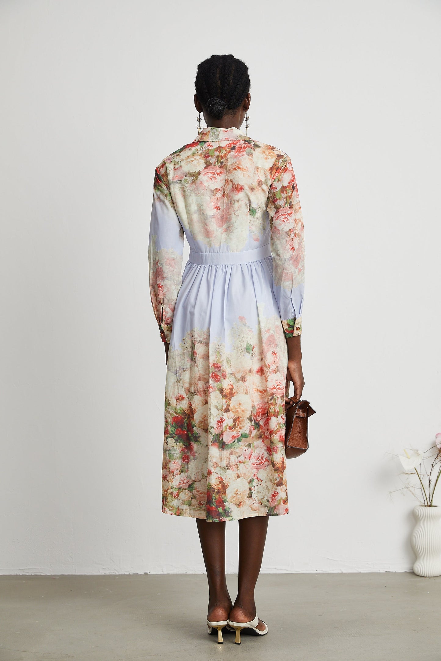 Stilla | Blomster Print Plisseret Midi Kjole