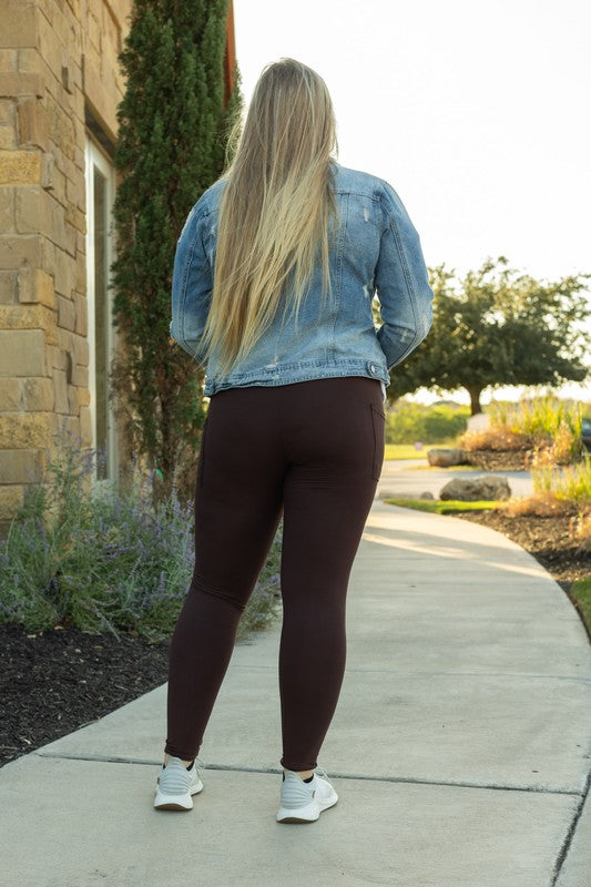 Stilla | Længde Brun Ensfarvet Leggings