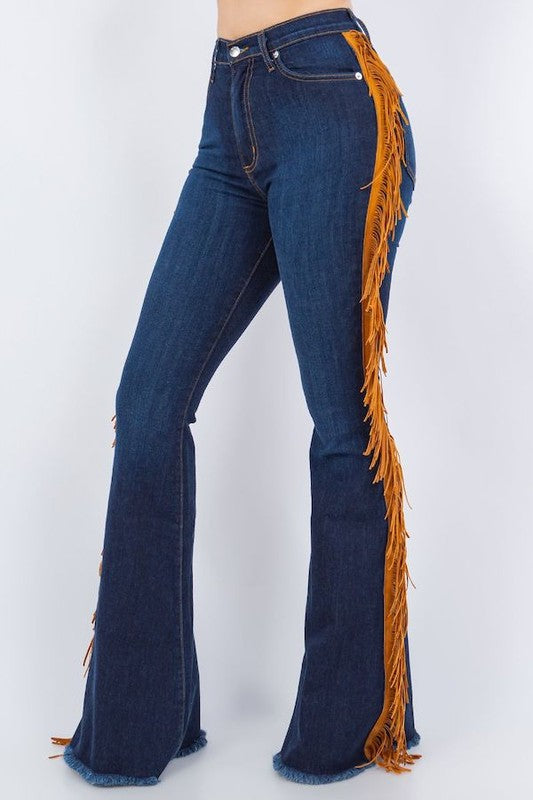 Stilla | Bell Bottom Jeans I Mørk Vask