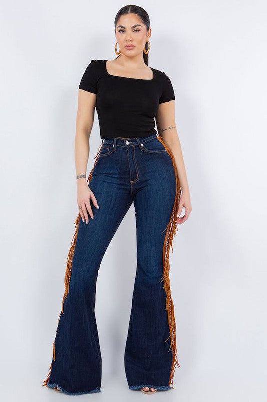 Stilla | Bell Bottom Jeans I Mørk Vask