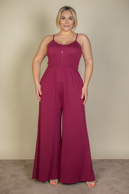 Stilla | Størrelse Knap Front Bred Ben Jumpsuit
